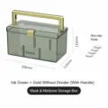 Dark green plastic storage box with gold handle, dustproof container for masks and cosmetics. - With Handle Storage Box / Dark Green