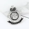 Royal military police style metal brooch badge, black and white alloy lapel pin accessory. - xz4514B Silver and Black