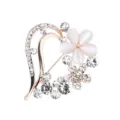 Elegant rhinestone heart cat's eye flower alloy brooch pin fashion apparel accessory. - Heart Plum Blossom Opal Brooch (XZ4480)