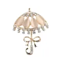 Elegante spilla a forma di ombrello dorata con brillanti strass e pietre occhi di gatto. - Stile Ombrello B (xz4442B)