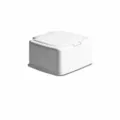 White plastic desktop storage box with pop-up push lid for small items organizers. - Square / White