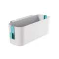 White plastic hanging storage basket with blue hooks for dorm office desktop tidy organization - Green