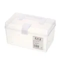 Transparent plastic storage box with handle and secure clasp for home organization and storage. - S / White