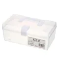 Transparent plastic storage box with handle, portable home organizer container variant. - L / White