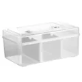 Clear plastic storage box with handle multi-compartment portable organizer case for home daily use - Divided Small Size / White