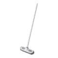 Household multifunctional cleaning brush with long handle and dual bristle heads for floor. - White and Gray