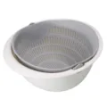 Double layer kitchen draining basket vegetable washing colander white and grey plastic bowl - 23*10.5cm / Gray