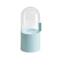 Nordic style cosmetic brush storage box with clear dustproof dome cover and pearls inside. - Mist Blue