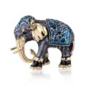 Exquisite blaue Emaillierte Elefant Brosche Vintage Gold-Ton Metall Tier Anstecknadel Schmuck - Blauer Elefant Brosche (xz4754C) / Blau