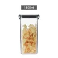 Square transparent airtight storage container 1800ml for kitchen dry food and snacks fresh. - 1800ML / Transparent with Black Lid