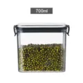 Square transparent airtight canister 700ml kitchen storage box for dry food snacks. - 700ml / Transparent with Black Lid