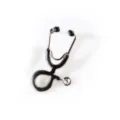 Silver metal stethoscope brooch pin with black enamel accent, elegant medical accessory. - Stethoscope (xz4853B) / Silver