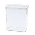 Transparent square kitchen sealed food storage jar with white lid for grain and dry fruit. - 2.4L / White and Transparent