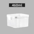 Square transparent food storage container with airtight locking lid, capacity 460ml kitchen use - 460ml / White