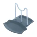 Multifunctional kitchen pot lid and spoon holder rack for tidy cooking counter organization. - Blue