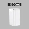 Square Clear Plastic Food Storage Container 1300ml Airtight Kitchen Pantry Canister - 1300ML / White