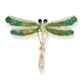 Elegant green crystal rhinestone dragonfly brooch pin for women sweater coat accessories - Dragonfly Style (xz4731) / Green