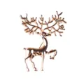 Gold Christmas elk deer brooch pin for clothing accessory and vintage retro fashion style detail. - Gold