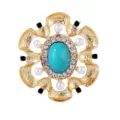 Exquisite vintage palace style brooch featuring turquoise and rhinestones, elegant gift. - Vintage Baroque Court Style (xz4674)