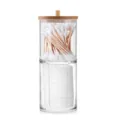 Distributeur transparent 2-en-1 pour cotons-tiges et disques démaquillants avec couvercle en bambou. - Ensemble 2 en 1 (couvercle en bambou)