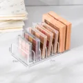 Clear acrylic makeup palette organizer, tiered cosmetic storage rack for eyeshadow. - Small (7 Compartments)