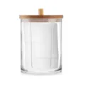 Boîte de rangement transparente en acrylique pour disques de coton avec couvercle en bambou. - Boîte à disques démaquillants monocouche (couvercle en bambou)