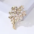 Elegante Perlen Blumenstrauss Brosche Gold Ton Strass Kristall Mantel Pin Schmuck Accessoire - Eleganter Blumenstrauß-Stil (xz4058) / Gold