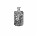 Water ripple clear grey toothpick holder with cute bear lid, desktop dustproof storage jar. - Round Bear Style / Gray