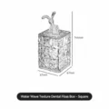 Clear water ripple toothpick holder with rabbit lid, acrylic storage box 144x67x67mm - Square Rabbit Style / Clear