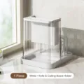Kitchen knife and cutting board storage rack, cream white multi-functional organizer. - Gray