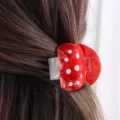 Cute red mushroom hair claw clip, stylish acetate hair accessory for women and girls daily wear. - Red Polka Dot Style (H429)