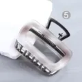 Koreanische minimalistische Acetat Haarklammer Metall geometrische Rechteck Haarkralle für Frauen - Blaues Marmor Rechteckiges Wellen Stil (H636)