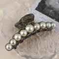Französische große Haarklammer mit Perlen, elegante Acetat Haarklammer für Damen Haarstyling. - Braun (H564)