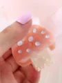 Cute pink mushroom hair claw clip, small resin acetate hair accessory for women styling. - Pink Polka Dot Style (H430)