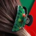 Weihnachten Haarklammer süße Urlaubs Haargreifer Haarschmuck für Frauen Haarstyling Deko - Grünes Weihnachtsbaum und Kugel Muster (H489)