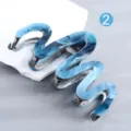 Blaue gewellte Acetat Haarklammer, stilvolle Metall Haarkralle fuer elegante Damenfrisuren. - Blaues Wolken Wellen Stil (H633)