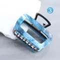 Blauer Acetat und Metall Haarklammer, stilvolle quadratische Haargriffe für Damen und Mädchen. - Blaues Marmor Quadratisches Stil (H634)