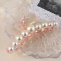Französische große Perlen Haarklammer, rosa Azetat Haarspange für Damen und elegante Alltagsfrisuren. - Rosa (H565)
