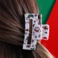 Weihnachten Haarklammer Süße Festliche Haargreifer Haarschmuck für Frauen Back Head Clip - Weißes Weihnachtssocken Geschenkbox Muster (H491)