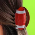 Rot weiße Rugby Ball Haarklammer süßes Sport Haaraccessoire für Frauen im Alltag stilvoll - Kleiner Rugby-Stil (H387)