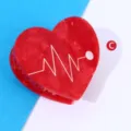 Red acetate heart hair claw clip with ECG line design variant C for daily hairstyles. - Heart Ecg Hair Claw (Red)