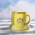 Süße Cartoon Kaffeetasse Haarklammer, gelbes Tulpen Muster kleine Harz Haarspange für Frauen. - Lila Tulpe Gelbe Tasse (H1111)
