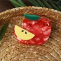 Rote Apfel Acetat Haarklammer, süße Frucht Stil mittlere Haarkralle für Frauen und Mädchen. - Roter Apfel Stil (H964) / M