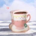 Süße kaffeetassenförmige Haarklammer für Damen, niedliches Cartoon-Design mit Teebeutel. - Herz Wimpel Rosa Tasse (H1112)