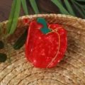 Rote Paprika Haarklammer, süße Frucht Acetat Haarklammer für Damen Zopfhalter süß medium - Roter Paprika Stil (H965) / M