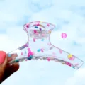Transparente bunte Streusel Haarklammer minimalistische Dopamin Haar Styling Klammer - Großer Gebogener Stil (H1035)