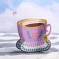 Süße lila Teetasse Haarklammer mit Blumenmuster, kleines Haaraccessoire für Damen. - Exquisite Florale Lila Tasse (H1114)