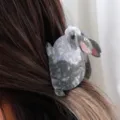 Süße Tier Acetat Haarklammer Haargreifer Haarschmuck für Damen tolle Haarzubehör - Grau-Weiß Hase Form(H320)