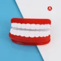 Einzigartige rot weiße Zähne Form Haarklammer Lustige Acetat Haarschmuck für Alltag Mode - Rot Weiße Prothesenform (H1350)