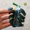 Green frog and leaf acetate hair claw clip, stylish hair styling accessory for women updo. - Dark Green Frog Lotus Leaf Style (H748)